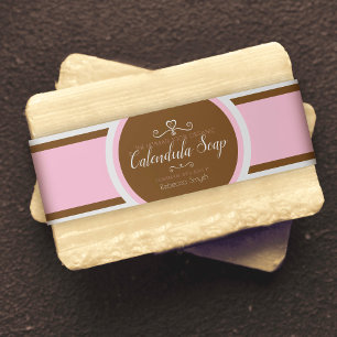 Soap beauty product info wrap label pink brown invitation belly band