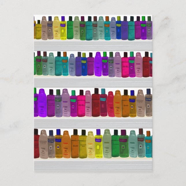 Soap Bottle Rainbow - for bathrooms, salons etc Postcard (Front)