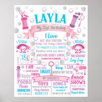 Soap Bubbles Birthday Party sign board poster