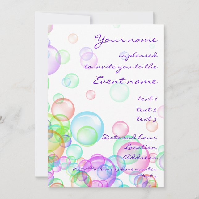 Soap Bubbles Invitation (Front)