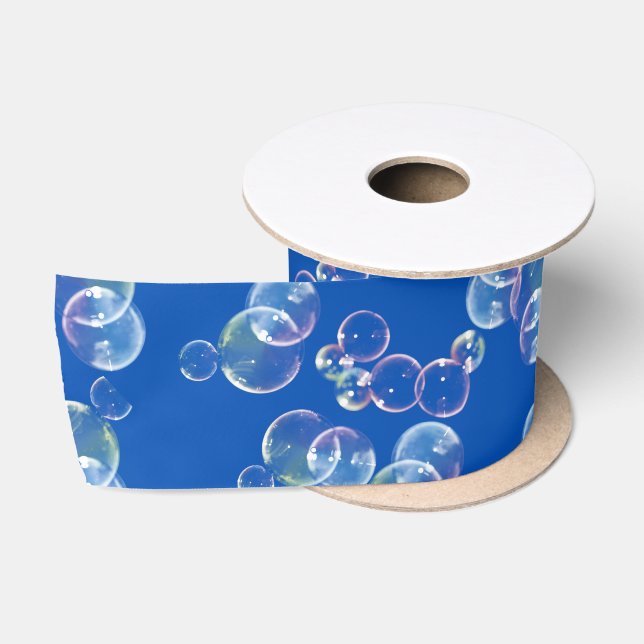 Soap Bubbles On Blue Satin Ribbon (Spool)