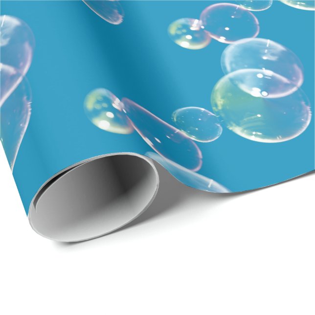 Soap Bubbles On Blue Wrapping Paper (Roll Corner)