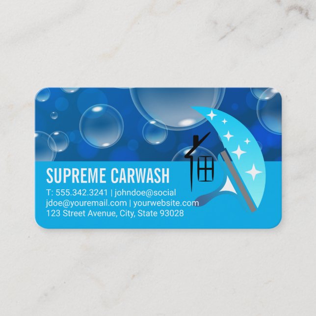 Soap Bubbles | Spray Bottle Cleaner Business Card (Front)