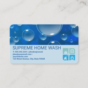 Soap Bubbles   Spray Bottle   Maid Cleaning Icons Business Card