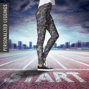 Soap Bubbles   With your NAME or TEXT yoga Leggings