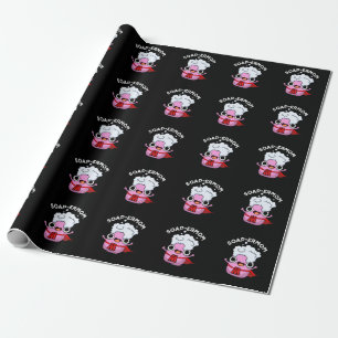 Soap-ermom Funny soap Mom Pun Dark BG Wrapping Paper