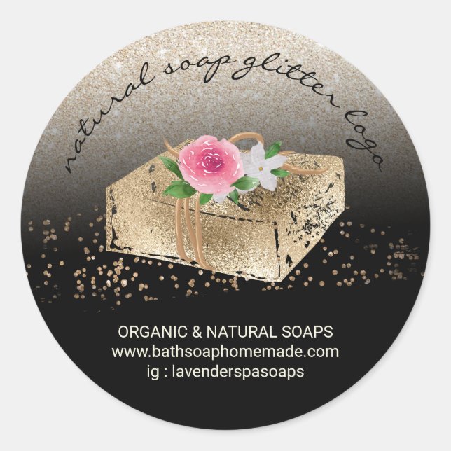 Soap Homemade Natural Organic Spa Gold Classic Round Sticker (Front)