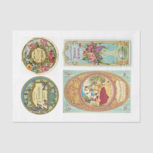 Soap labels 13 10x15 Vintage Decoupage  Tissue Paper (Front)