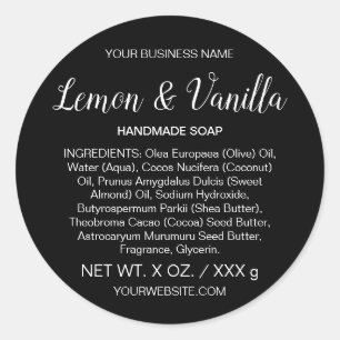 Soap or Skincare Handmade Black Product Label