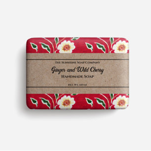 Soap Packaging Paper - white flowers on red