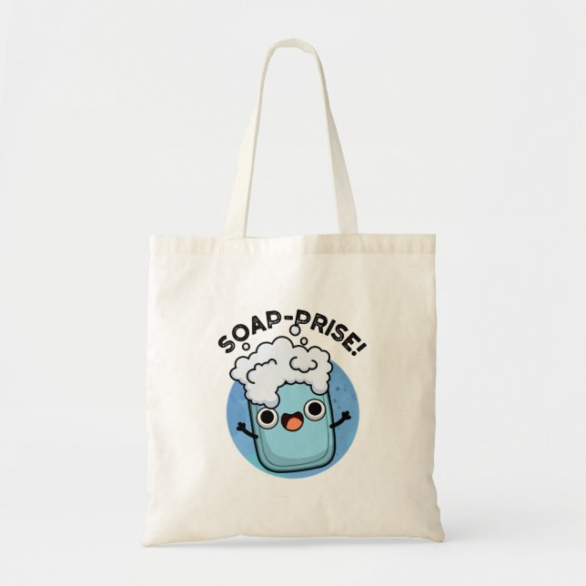 Soap-prise Cute Surprised Soap Pun Tote Bag (Front)