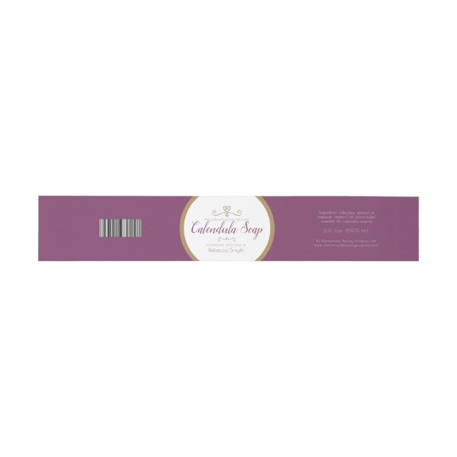 Soap product information gold purple invitation belly band (Flat)