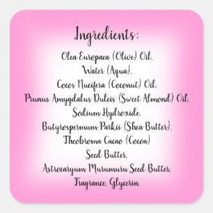 Soap Skincare Ingredient Listing Product Framed Square Sticker