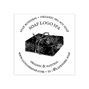 Soap Soy Spa Sketch Logo Rubber Stamp