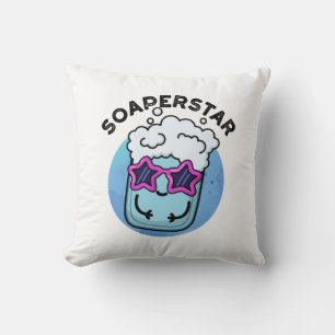 Soaperstar Funny Superstar Soap Pun Throw Pillow