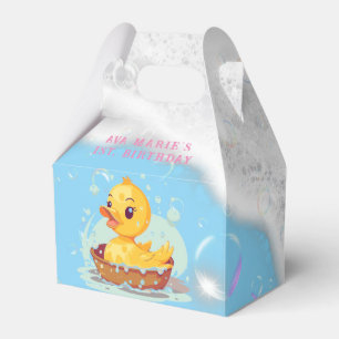 Soapy Yellow Rubber Duck Girl 1st birthday Party Favor Box