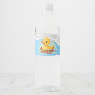 Soapy Yellow Rubber Duck Girl 1st birthday Party Water Bottle Label