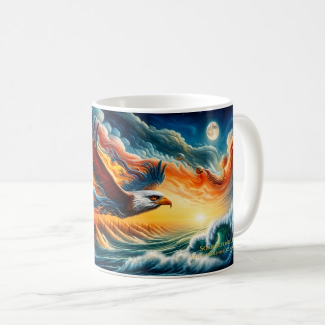 Soar Beyond Limits Eagle Fantasy Art Coffee Mug (Front Right)