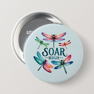 Soar High - Artistic Dragonfly 3 Inch Round Button