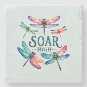 Soar High - Artistic Dragonfly Stone Coaster