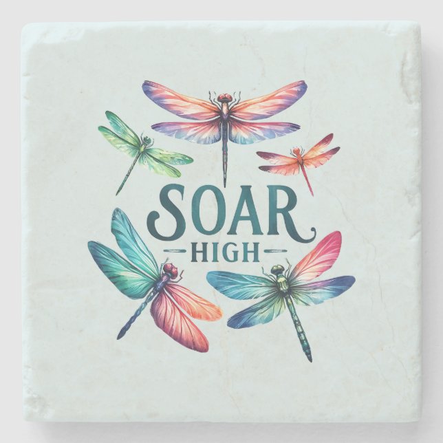 Soar High - Artistic Dragonfly Stone Coaster (Front)