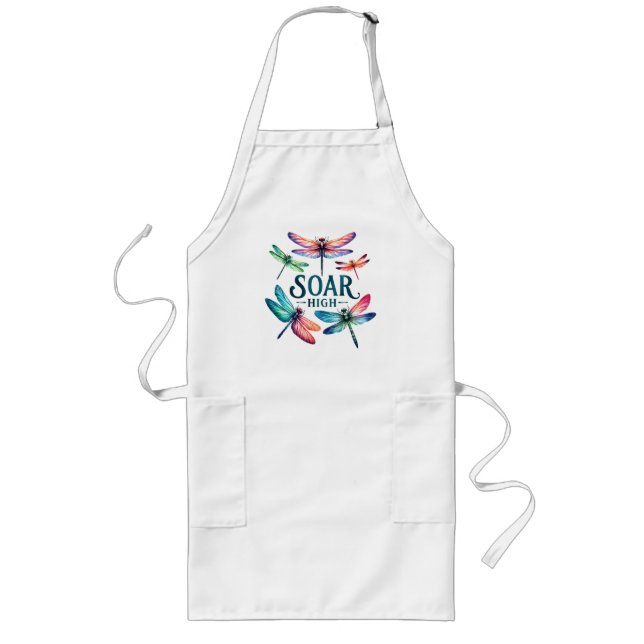 Soar High - Dragonfly Colourful Inspirational Long Apron (Front)