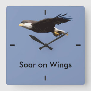 'Soar on Wings' Eagle In Flight Square Wall Clock