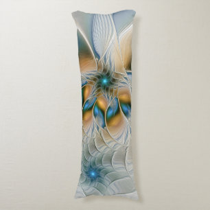 Soaring, Abstract Fantasy Fractal Art With Blue Body Pillow