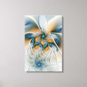Soaring, Abstract Fantasy Fractal Art With Blue Canvas Print