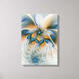 Soaring, Abstract Fantasy Fractal Art With Blue Canvas Print