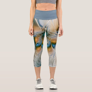 Soaring, Abstract Fantasy Fractal Art With Blue Capri Leggings