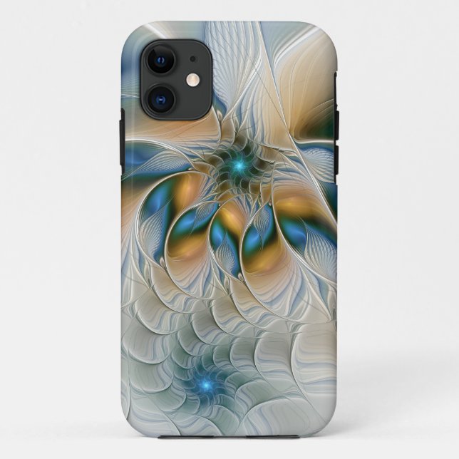 Soaring, Abstract Fantasy Fractal Art With Blue Case-Mate iPhone Case (Back)