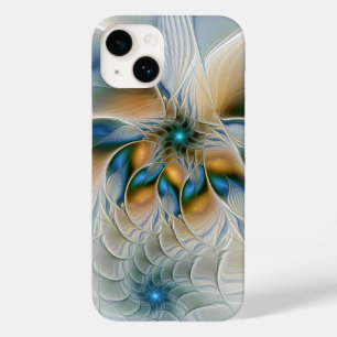 Soaring, Abstract Fantasy Fractal Art With Blue Case-Mate iPhone 14 Case