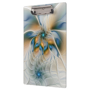 Soaring, Abstract Fantasy Fractal Art With Blue Clipboard