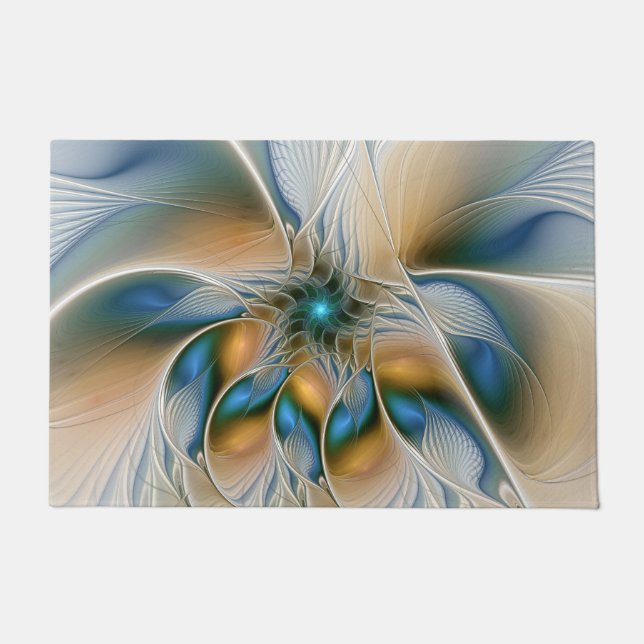 Soaring, Abstract Fantasy Fractal Art With Blue Doormat (Front)