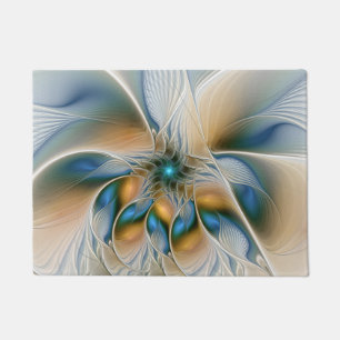 Soaring, Abstract Fantasy Fractal Art With Blue Doormat