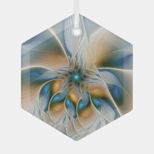 Soaring, Abstract Fantasy Fractal Art With Blue Glass Ornament
