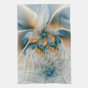 Soaring, Abstract Fantasy Fractal Art With Blue Kitchen Towel