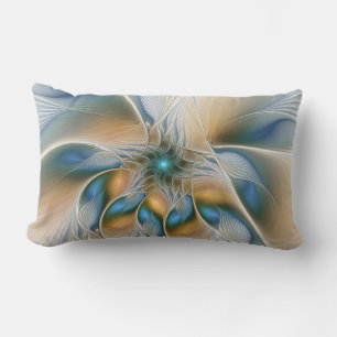 Soaring, Abstract Fantasy Fractal Art With Blue Lumbar Pillow