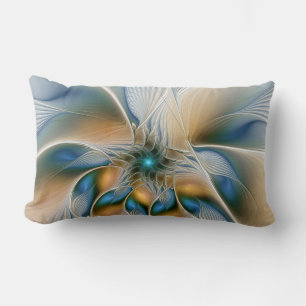 Soaring, Abstract Fantasy Fractal Art With Blue Lumbar Pillow