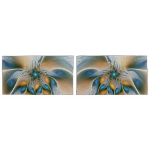 Soaring, Abstract Fantasy Fractal Art With Blue Pillowcase