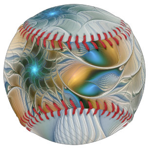 Soaring, Abstract Fantasy Fractal Art With Blue Softball
