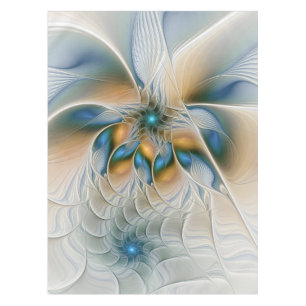 Soaring, Abstract Fantasy Fractal Art With Blue Tablecloth