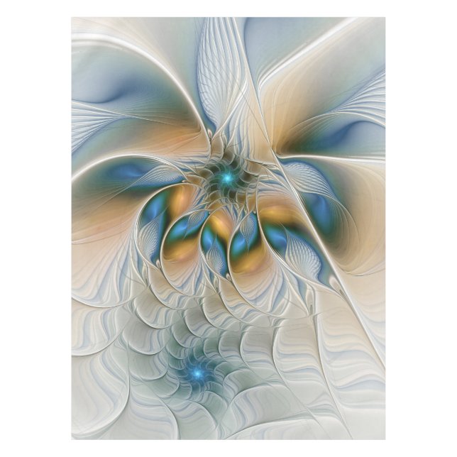 Soaring, Abstract Fantasy Fractal Art With Blue Tablecloth (Front)