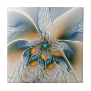 Soaring, Abstract Fantasy Fractal Art With Blue Tile