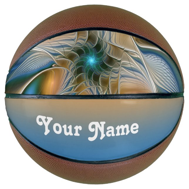 Soaring, Abstract Fantasy Fractal With Blue Name Basketball (Front)