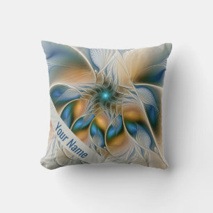 Soaring, Abstract Fantasy Fractal With Blue Name Throw Pillow