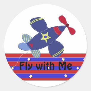 Soaring Airplane Classic Round Sticker