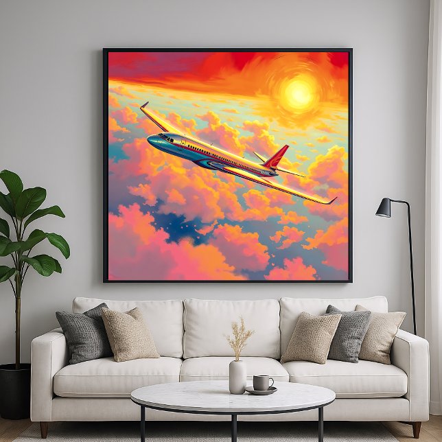 Soaring Airplane - Vibrant Painterly Style Art Poster (Creator Uploaded)
