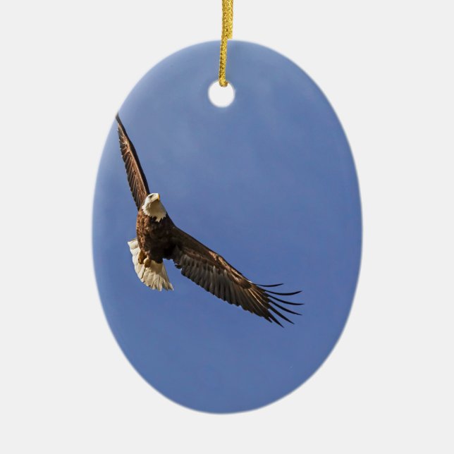 Soaring Bald Eagle Ceramic Ornament (Front)